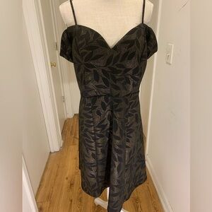 Plus sized cold shoulder fit and flare dress